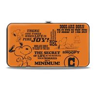 Peanuts Wallet, Hinged, Snoopy Poses and Quotes Collage Orange Black, Vegan Leather