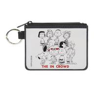 Peanuts Wallet, Zip Clutch, Peanuts Gang 75th The in Crowd Group Pose White Black Red, Canvas, White, XS, Casual