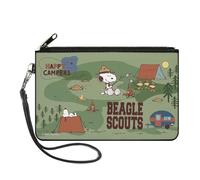Peanuts Wallet, Zip Clutch, Peanuts Happy Camper Beagle Scouts Scenes, Canvas, Multicolor, Large