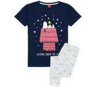 Peanuts Womens Blue Snoopy Short Sleeve Long Leg Pyjama Set - X-Large