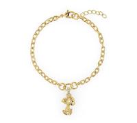 Peanuts Womens Brass Gold Plated Snoopy Dangle Lightweight Adjustable 7.5" Chain Bracelet for Mother's Day, Christmas, Valentine's Day, Gifts