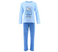 PEANUTS Women's Pyjamas Fleece Cartoon Snoopy, Just Relax Blue, L