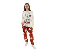 Peanuts Womens Red Snoopy Long Sleeve Long Leg Pyjama Set - Medium