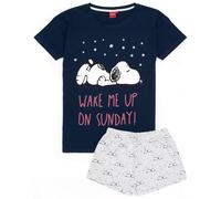 Peanuts Women's Short Sleeve Short Leg Pyjama Set | Navy | Official in Blue | Size: Small Peanuts Blue S