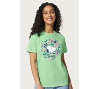 Peanuts Women's Snoopy Floral Circle Relaxed Fit T-Shirt in Mint | Size: Medium Peanuts Mint M