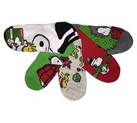 Peanuts Women's Snoopy Holiday 5 Pack No Show Socks, White Assorted, 8-10 UK
