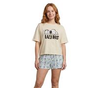 Peanuts Women's Snoopy Lazy Days Short Sleeve Short Leg Pyjama Set | Womens in Beige | Size: 2XL Peanuts Beige 2XL