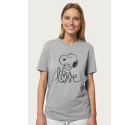 Peanuts Women's Snoopy & Love Outline Relaxed Fit T-Shirt in Mid Grey | Size: Large Peanuts Mid Grey L