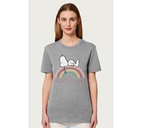 Peanuts Women's SnoopyThink Happy Relaxed Fit T-Shirt in Mid Grey | Size: XL Peanuts Mid Grey XL