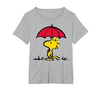 Peanuts - Woodstock Umbrella Oversized T-Shirt, Women's Plus, Heather Grey, 2X