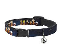 Peanuts Worldwide LLC Cat Collar, Breakaway Collar with Bell, Peanuts Gang Astronauts Space Walk Group Pose Blues, 8.5 to 12 Inches 0.5 Inch Wide