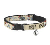 Peanuts Worldwide LLC Cat Collar, Breakaway Collar with Bell, Peanuts Snoopy and Friends Desert Cowboy Poses Beige, 8.5 to 12 Inches 0.5 Inch Wide