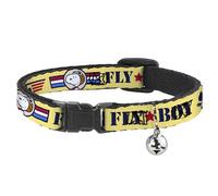 Peanuts Worldwide LLC Cat Collar, Breakaway Collar with Bell, Peanuts Snoopy Fly Boy Top Dog Flying Ace Yellow Blue Red, 8.5 to 12 Inches 0.5 Inch Wide