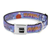 Peanuts Worldwide LLC Pet Collar, Dog Collar Metal Seatbelt Buckle, Peanuts Astronaut Snoopy Launch Poses White Multi Color, 9.5 to 13 Inches 1.0 Inch Wide