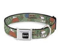 Peanuts Worldwide LLC Pet Collar, Dog Collar Metal Seatbelt Buckle, Peanuts Happy Camper Beagle Scouts Scenes, 13 to 17 Inches 1.5 Inch Wide