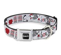 Peanuts Worldwide LLC Pet Collar, Dog Collar Metal Seatbelt Buckle, Peanuts Joe Cool Snoopy Poses and Text Gray Black Red White, 11 to 16.5 Inches 1.0 Inch Wide