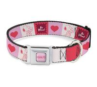 Peanuts Worldwide LLC Pet Collar, Dog Collar Metal Seatbelt Buckle, Peanuts Snoopy Be Mine Valentine Pose and Icons White Reds, 11 to 16.5 Inches 1.0 Inch Wide