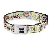Peanuts Worldwide LLC Pet Collar, Dog Collar Metal Seatbelt Buckle, Peanuts Snoopy Flying Ace and Woodstock Groovy Quotes Collage, 13 to 17 Inches 1.5 Inch Wide