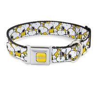 Peanuts Worldwide LLC Pet Collar, Dog Collar Metal Seatbelt Buckle, Peanuts Snoopy Pose Stacked Yellow, 9.5 to 13 Inches 1.0 Inch Wide