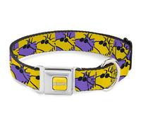Peanuts Worldwide LLC Pet Collar, Dog Collar Metal Seatbelt Buckle, Peanuts Woodstock Shades Pose Blocks Blue Yellow Black, 13 to 17 Inches 1.5 Inch Wide