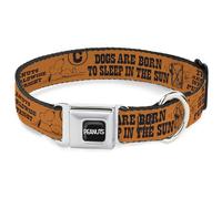 Peanuts Worldwide LLC Pet Collar, Dog Collar Metal Seatbelt Buckle, Snoopy Poses and Quotes Collage Orange Black, 11 to 16.5 Inches 1.0 Inch Wide