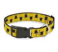 Peanuts Worldwide LLC Pet Collar, Dog Collar Plastic Buckle, Peanuts Charlie Brown Pose Flip Yellow Black, 9.5 to 14.5 Inches 0.5 Inch Wide