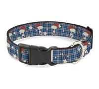 Peanuts Worldwide LLC Pet Collar, Dog Collar Plastic Buckle, Peanuts Cowboy Snoopy Americana Plaid Blues White Reds, 20 to 31 Inches 1.5 Inch Wide