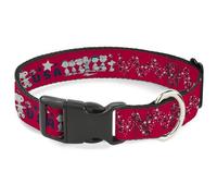 Peanuts Worldwide LLC Pet Collar, Dog Collar Plastic Buckle, Peanuts Gang American Summer Poses Red Blue White, 16 to 23 Inches 1.5 Inch Wide