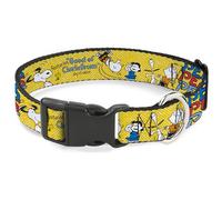 Peanuts Worldwide LLC Pet Collar, Dog Collar Plastic Buckle, Peanuts Gang Featuring Good Ol Charlie Brown Poses Yellow, 20 to 31 Inches 1.5 Inch Wide