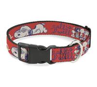 Peanuts Worldwide LLC Pet Collar, Dog Collar Plastic Buckle, Peanuts Gang Semi Positive Vibes Quote Red Blues White, 8.5 to 12 Inches 0.5 Inch Wide