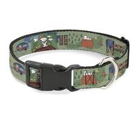 Peanuts Worldwide LLC Pet Collar, Dog Collar Plastic Buckle, Peanuts Happy Camper Beagle Scouts Scenes, 20 to 31 Inches 1.5 Inch Wide