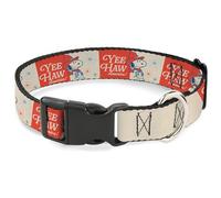 Peanuts Worldwide LLC Pet Collar, Dog Collar Plastic Buckle, Peanuts Snoopy Yee Haw America Pose and Icons Ivory Blues Red, 20 to 31 Inches 1.5 Inch Wide