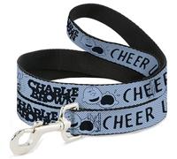 Peanuts Worldwide LLC Pet Leash, Dog Leash, Charlie Brown Poses and Quotes Baby Blue Black, 6 Feet Long 1.0 Inch Wide