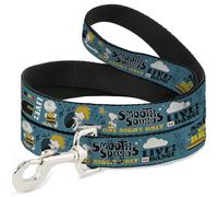 Peanuts Worldwide LLC Pet Leash, Dog Leash, Peanuts Gang Dance Music Poses and Quotes Blue Multi Color, 6 Feet Long 1.5 Inch Wide
