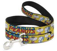 Peanuts Worldwide LLC Pet Leash, Dog Leash, Peanuts Gang Featuring Good Ol Charlie Brown Poses Yellow, 4 Feet Long 1.5 Inch Wide