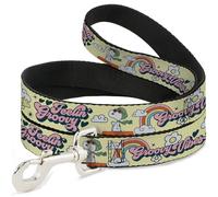Peanuts Worldwide LLC Pet Leash, Dog Leash, Peanuts Snoopy Flying Ace and Woodstock Groovy Quotes Collage, 4 Feet Long 1.0 Inch Wide