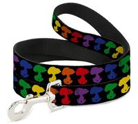 Peanuts Worldwide LLC Pet Leash, Dog Leash, Peanuts Snoopy Silhoutte Pose Black Rainbow Multi Color, 4 Feet Long 0.5 Inch Wide