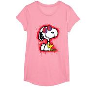 Peanuts Wyldstyle Snoopy Woodstock Graffiti Stencil Art Pop T-Shirt, Girls, Pink, X-Small