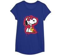 Peanuts Wyldstyle Snoopy Woodstock Graffiti Stencil Art Pop T-Shirt, Girls, Royal Blue, X-Small