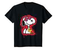 Peanuts Wyldstyle Snoopy Woodstock Graffiti Stencil Art Pop T-Shirt, Youth, Black, 2T
