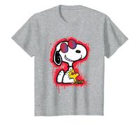Peanuts Wyldstyle Snoopy Woodstock Graffiti Stencil Art Pop T-Shirt, Youth, Heather Grey, X-Small