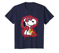Peanuts Wyldstyle Snoopy Woodstock Graffiti Stencil Art Pop T-Shirt, Youth, Navy Blue, 4T