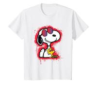 Peanuts Wyldstyle Snoopy Woodstock Graffiti Stencil Art Pop T-Shirt, Youth, White, Small