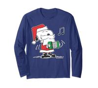 Peanuts Xmas Santa Snoopy Music Party 80s Retro Vibes Gifts Long Sleeve T-Shirt