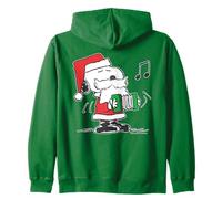 Peanuts Xmas Santa Snoopy Music Party 80s Retro Vibes Gifts Zip Hoodie