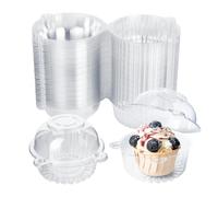 PEAPIN 100 Pack Individual Cupcake Boxes, Clear Cake Boxes with Lids