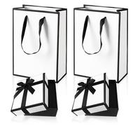 PEAPIN 2PCS Jewellery Gift Box with 2 Gift Bags - Elegant Small Gift Box 9x7x3cm, Perfect for Rings, Earrings & Bracelets