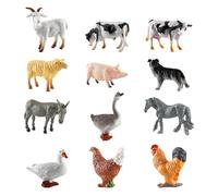 PEAPIN Mini Farm Animal Figures Toys Set 12PCS Realistic Plastic Farm Animals for Kids, Cake Toppers & Educational Playset for Toddlers
