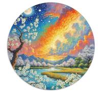 Pear Blossom 1000 Piece Jigsaw Puzzle Adults Jigsaw Gifts Plant Round Puzzles Creative Decompression Home Decoration And Kid 1000pcs (67.5x67.5cm)