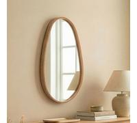pear glass wall mirror with solid oak wood frame